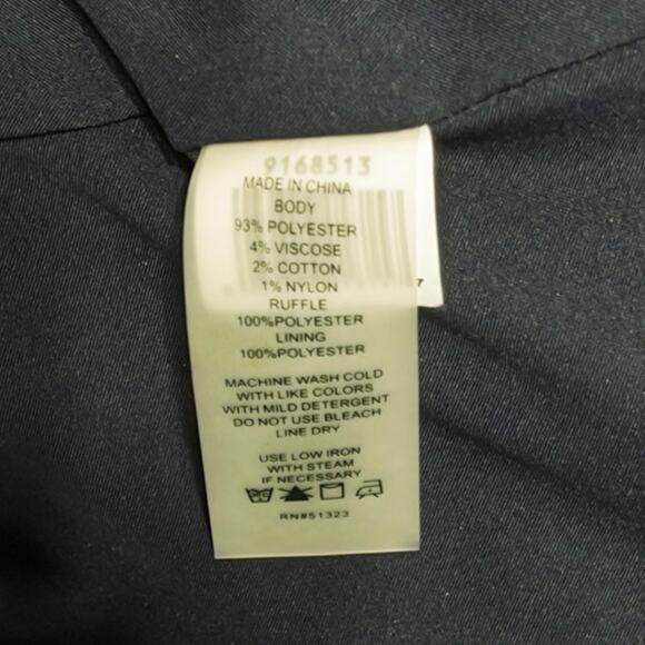 Vince Camuto navy tweed ruffle jacket sz 6 romantic cottagecore Y2K officewear - Picture 4 of 4